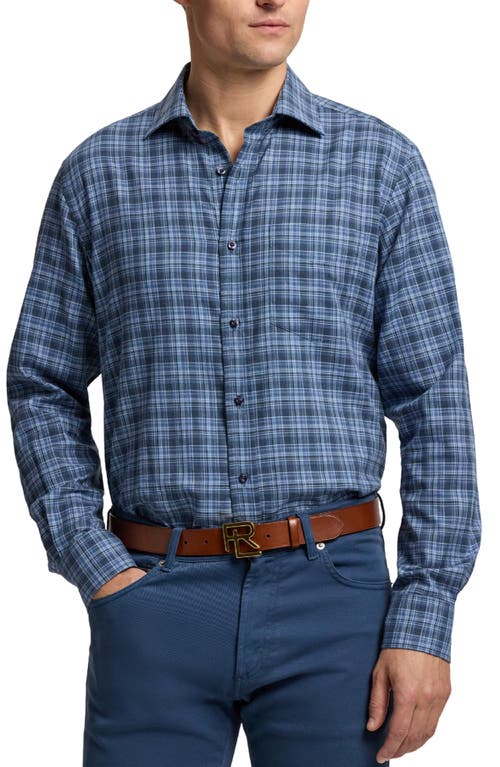 Ralph Lauren Purple Label Aston Plaid Brushed Cotton Button-up Shirt In Blue