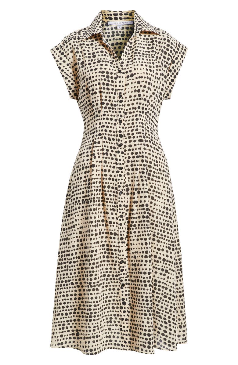Julia Jordan Mixed Dot Print Midi Shirtdress, Alternate, color, Black Multi