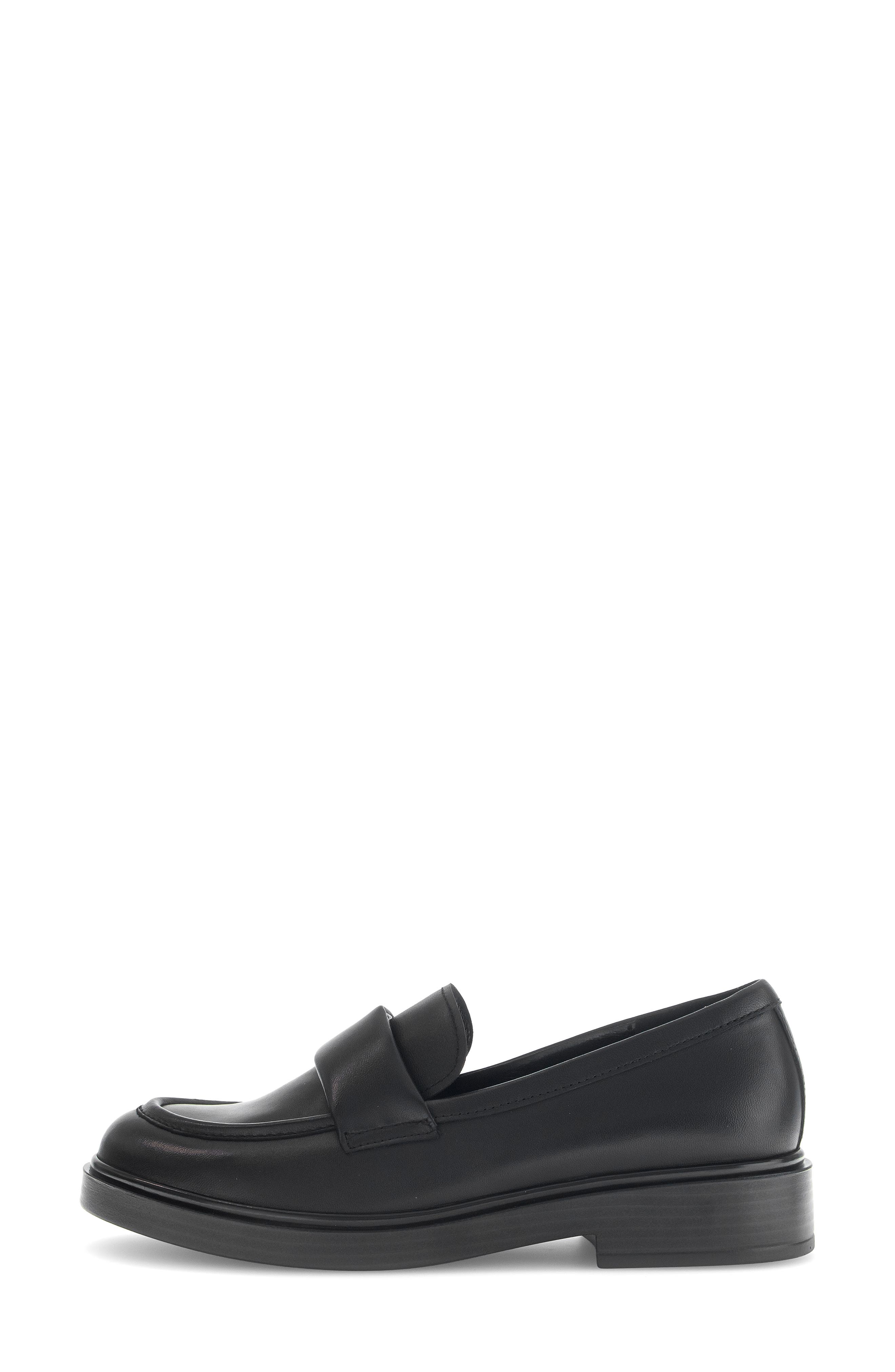 Gabor Leather Loafer, Alternate, color, Black