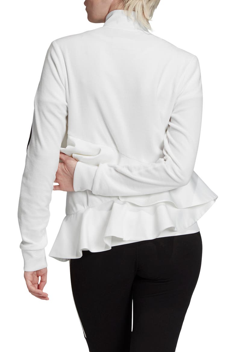 Ruffle Track Jacket, Alternate, color, WHITE