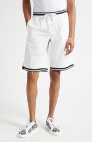 Dolce&Gabbana Majolica Print Cotton Poplin Drawstring Shorts