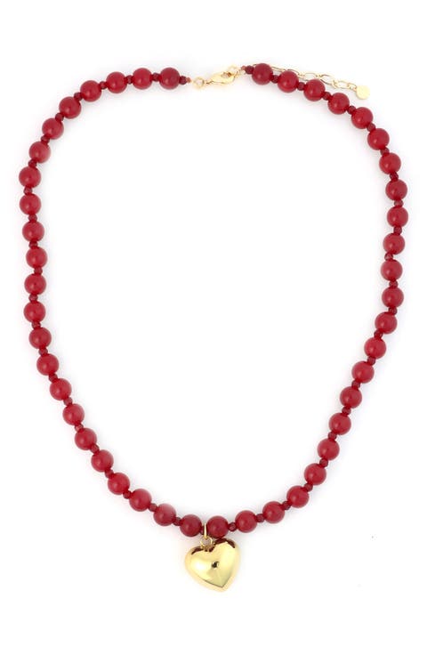 Heart Pendant Beaded Necklace