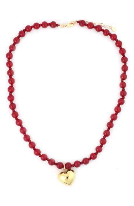 Heart Pendant Beaded Necklace