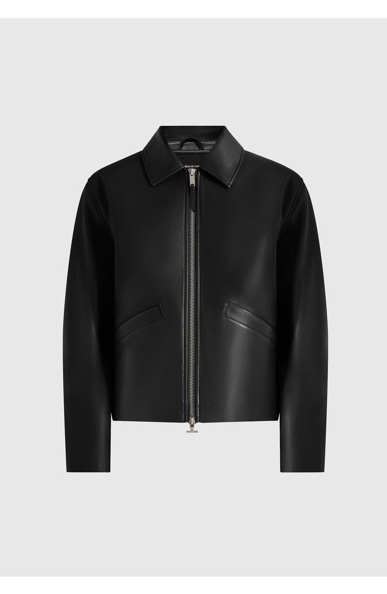 Manière De Voir Yves Minimal Leather Jacket, Main, color, Black