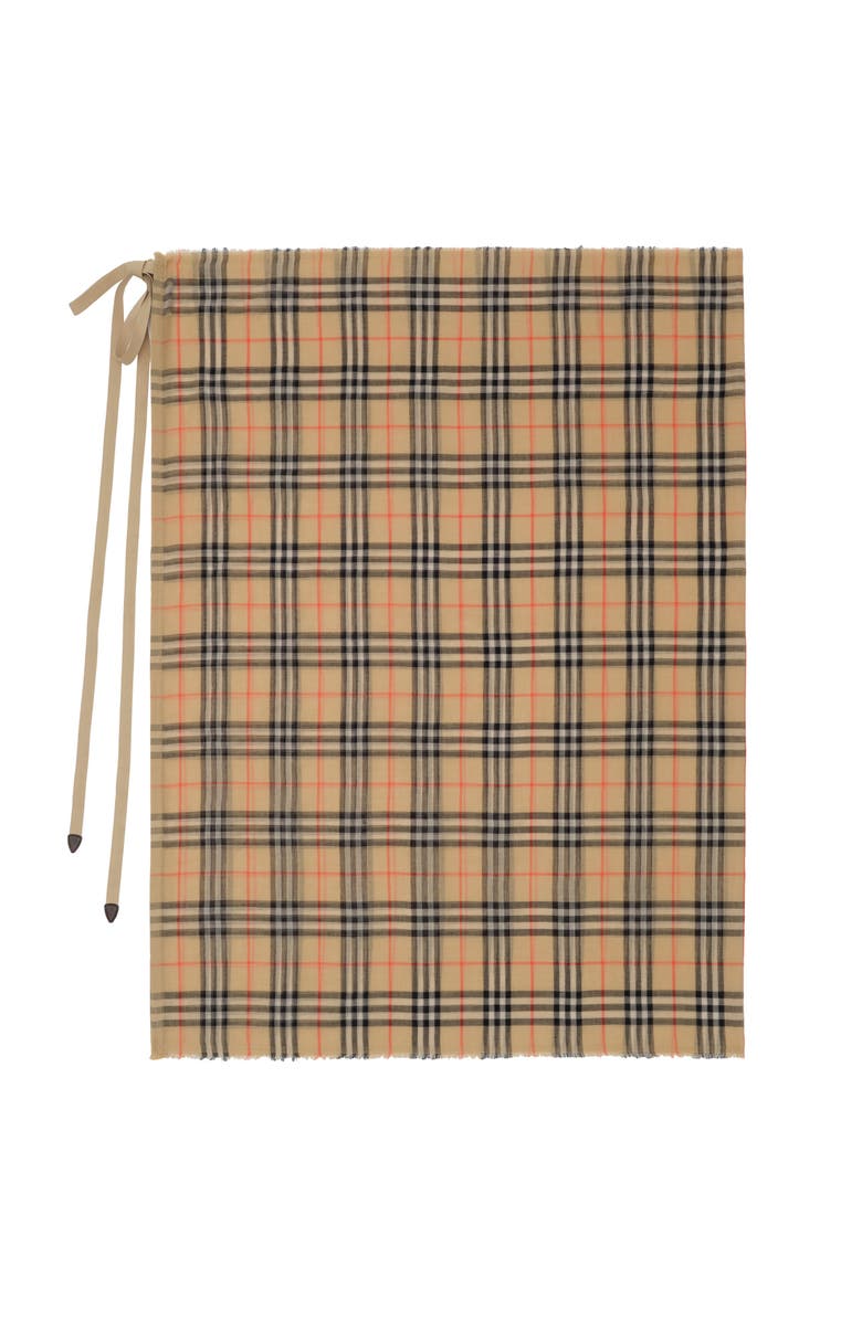 Burberry Check Cotton Sarong, Main, color, Sand Beige