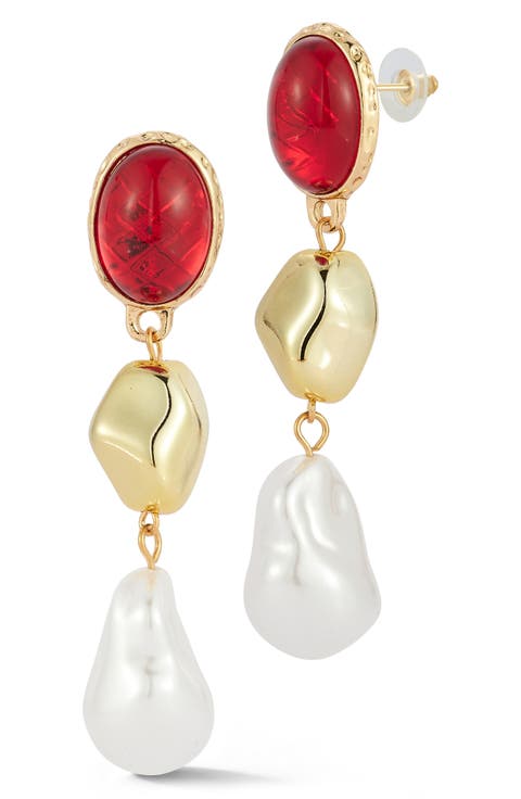 Pebble Faux Pearl Drop Earrings