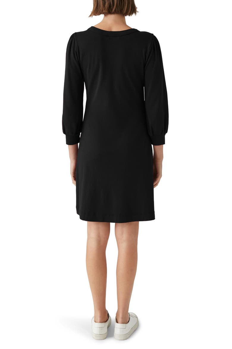 Sinclair Puff Shoulder Cotton Minidress, Alternate, color, BLACK