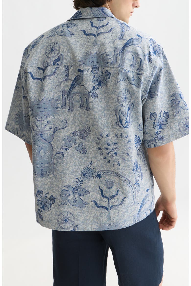 Loose Fit Cotton Camp Shirt, Alternate, color, DELFT TILES BLUE