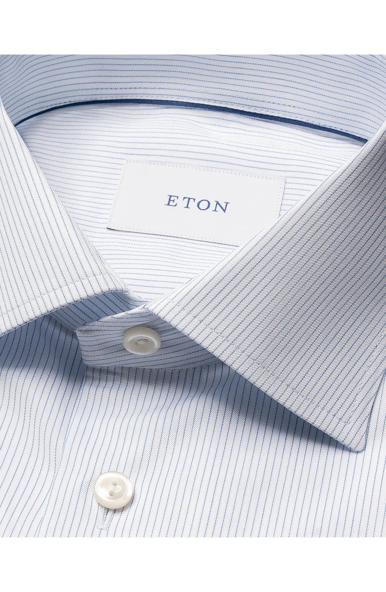 Eton Contemporary Fit Pinstripe Cotton Twill Dress Shirt, Alternate, color, Light Blue