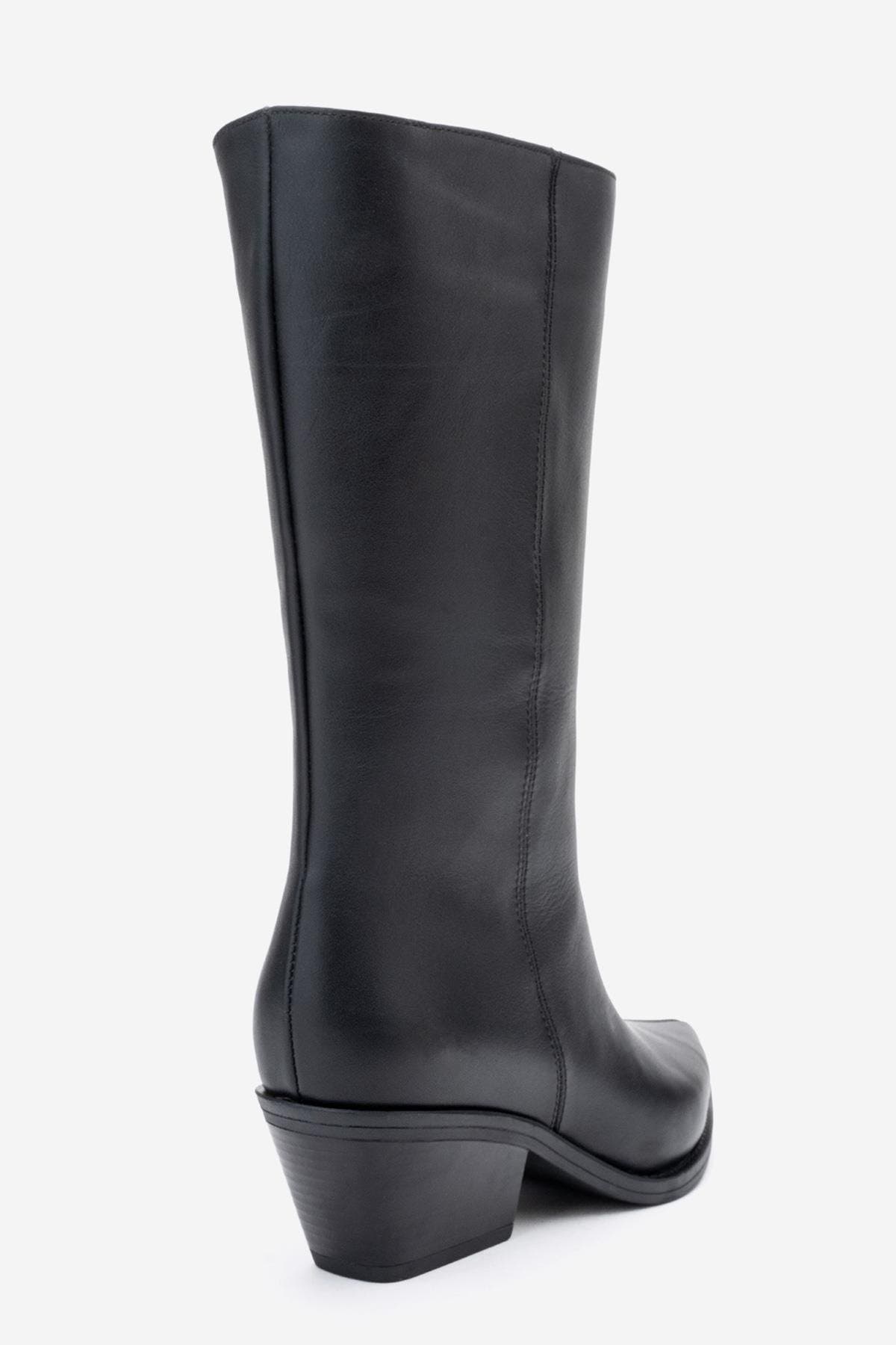 Forever & Always Shoes Juana Leather Pointed Toe Boot, Alternate, color, Black Leather