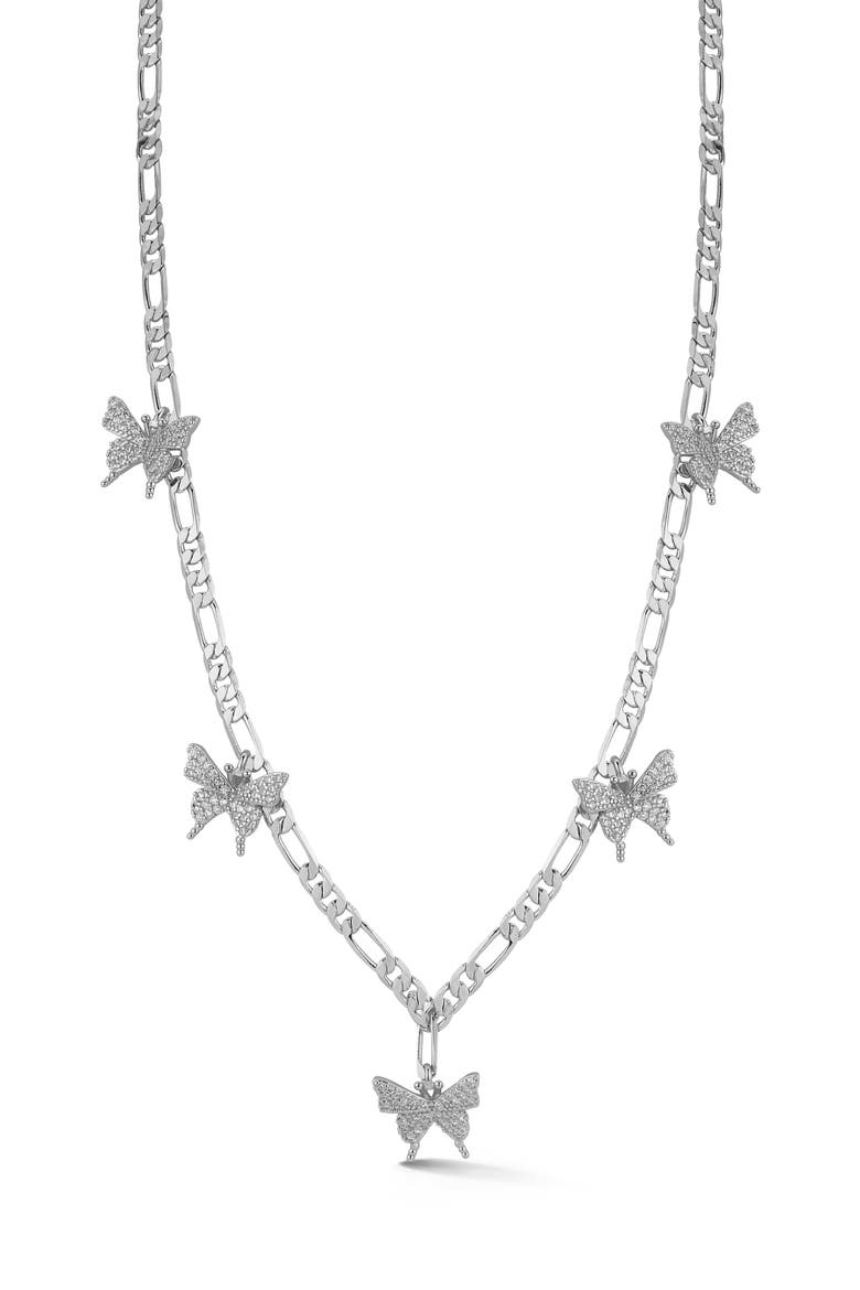 Butterfly Station Necklace, Main, color, SILVER