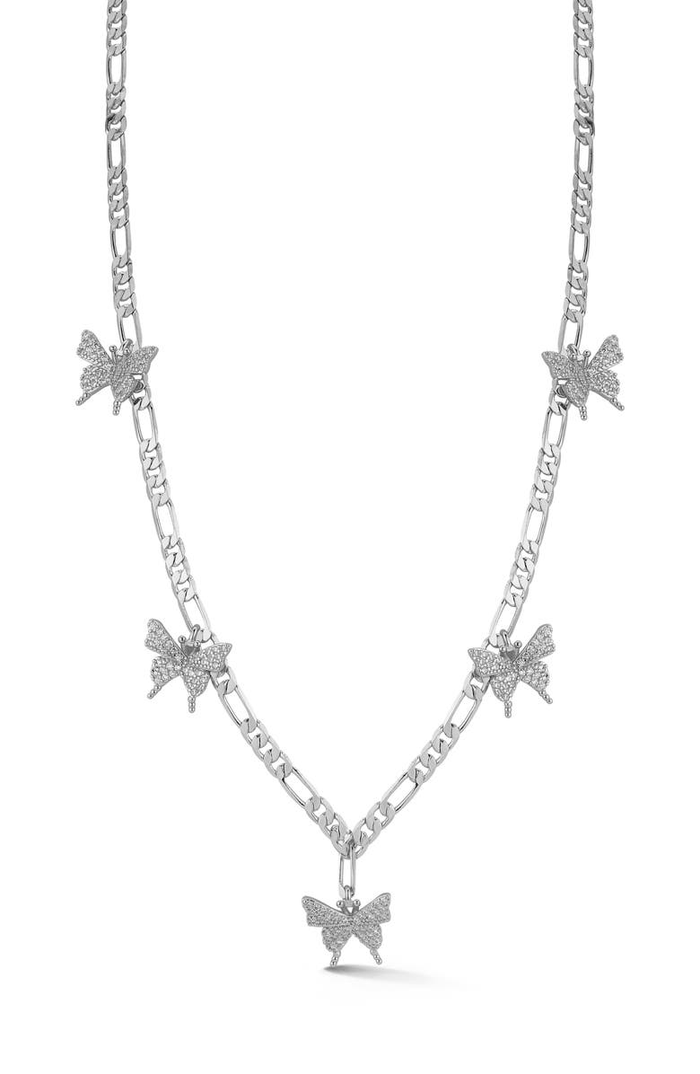 CHLOE AND MADISON Butterfly Station Necklace, Main, color, Silver