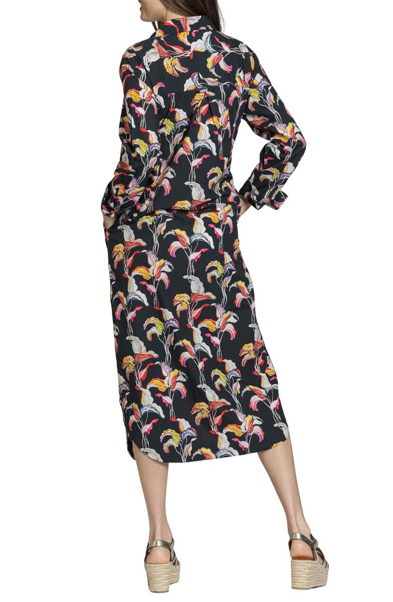 APNY Printed Long Sleeve Cotton Shirtdress, Alternate, color, Black Multi