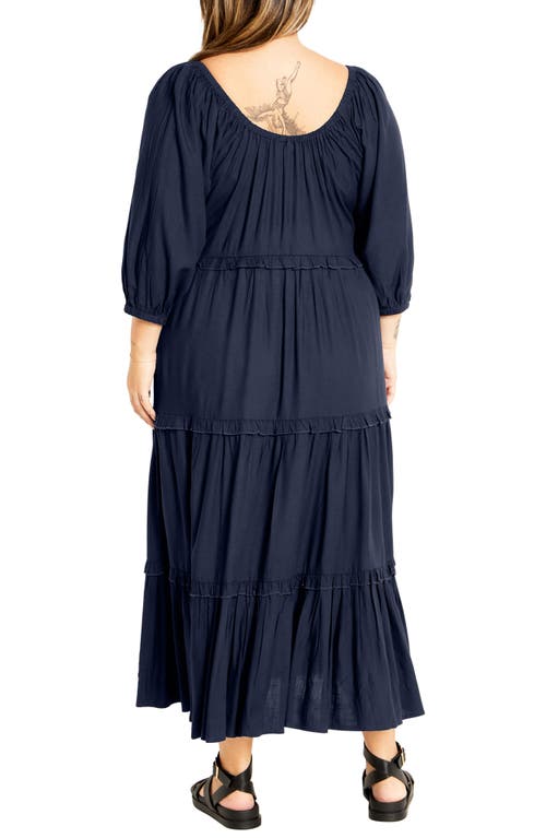 City Chic Ophelia Ruffle Tiered Dress In Blue