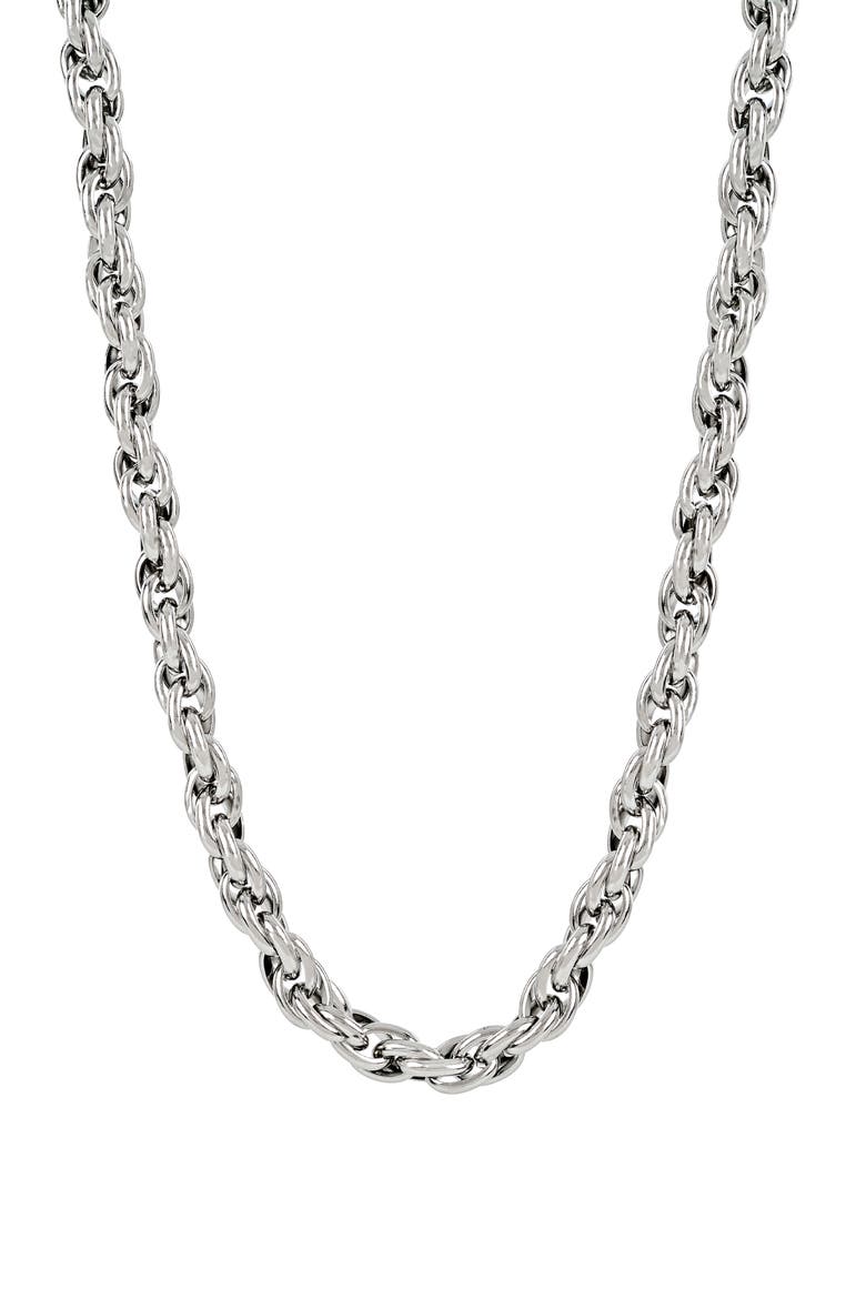 Men's Rope Chain Necklace, Main, color, SILVER