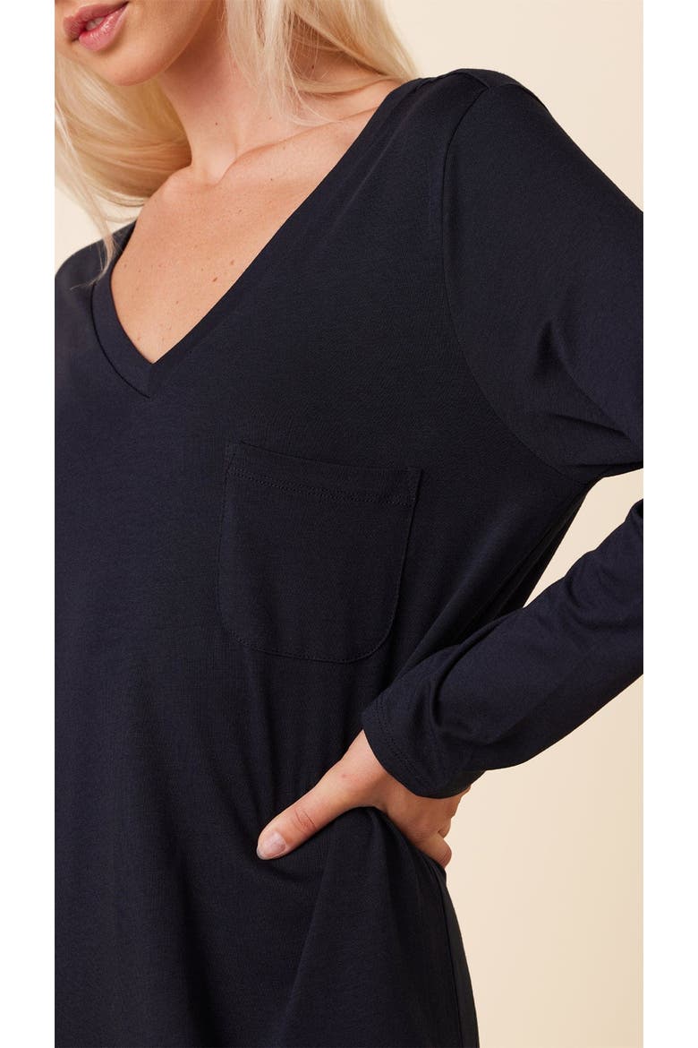 Pima Knit Long-Sleeved Sleep Shirt, Alternate, color, Classic Midnight