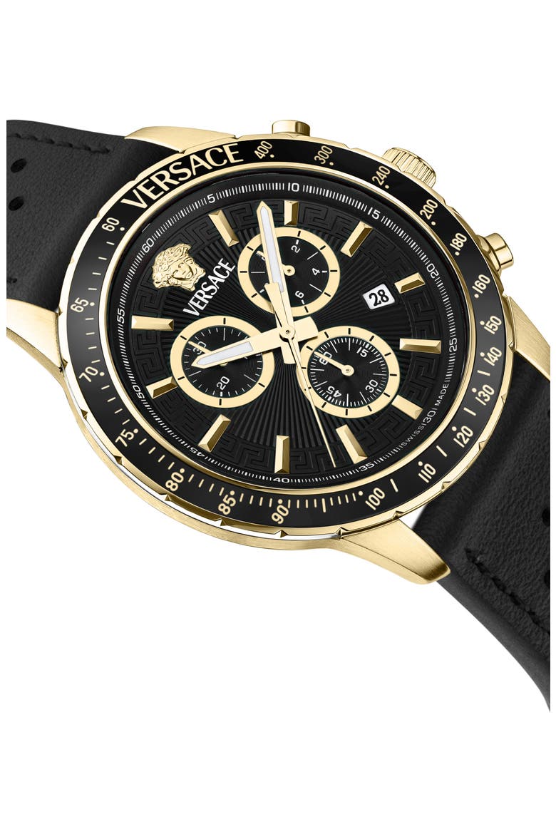 Sport Chronograph Silicone Strap Watch, 44mm, Alternate, color, BLACK/ GOLD