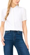 CeCe Scallop Detail Button-Up Shirt