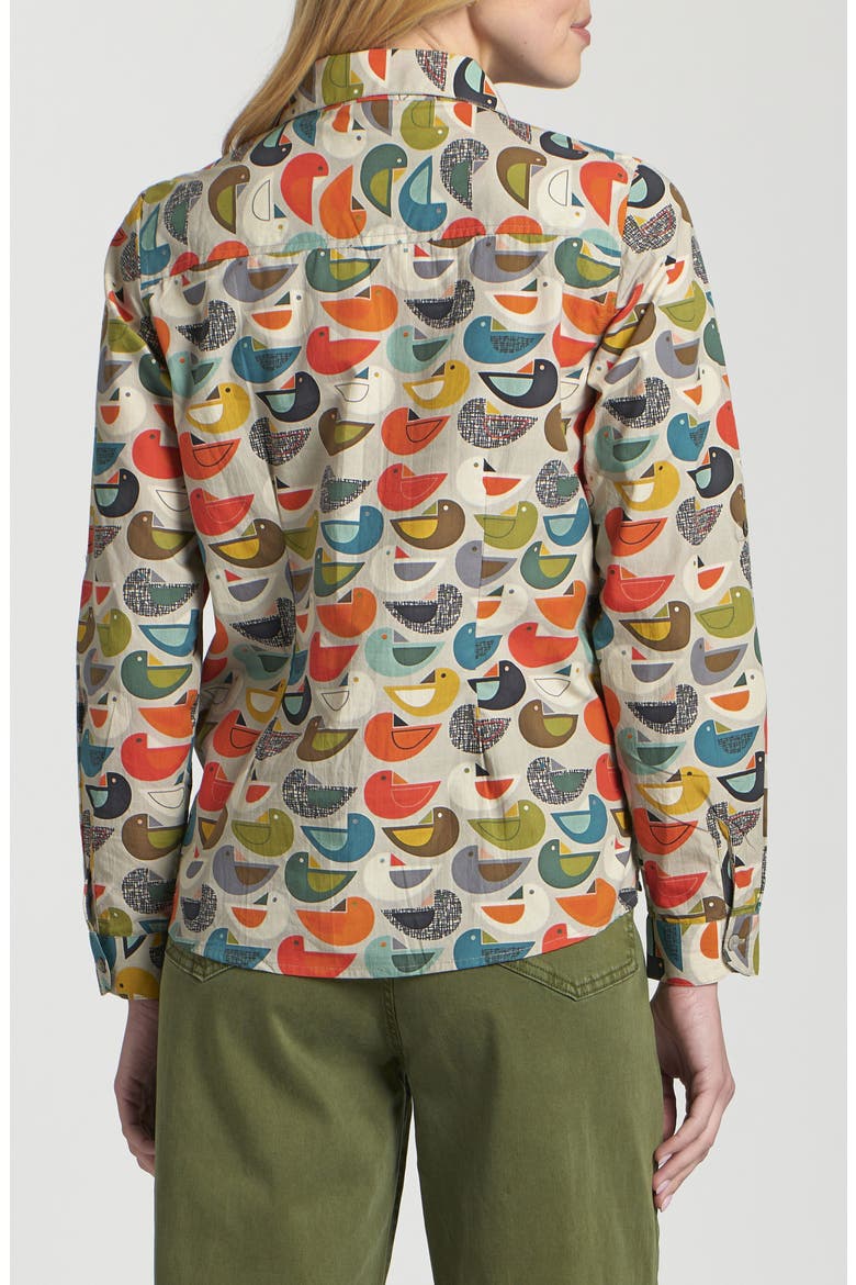 Print Poplin Button-Up Shirt, Alternate, color, ORANGE MULTI