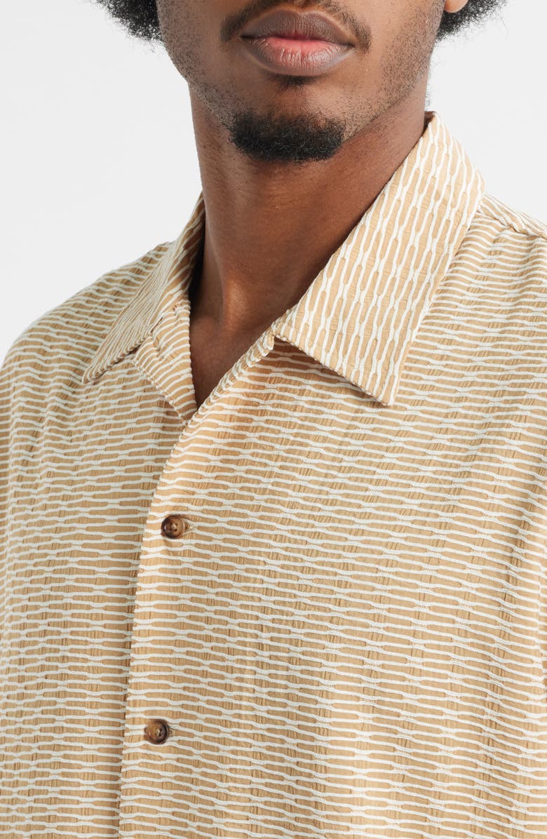 RIZORT Elijah Geo Pattern Chenille Button-Up Shirt, Alternate, color, Tan