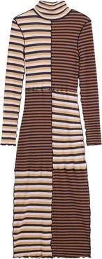 Desigual Colorblock Stripe Rib Turtleneck Long Sleeve Dress