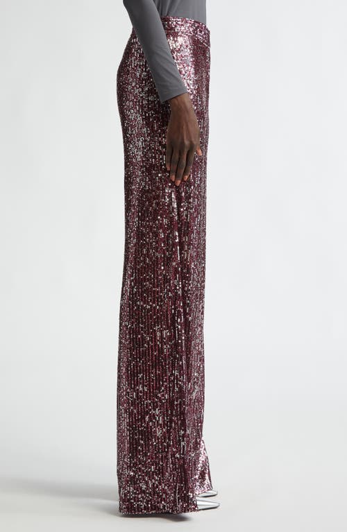 St John St. John Collection Sequin Embroidered Wide Leg Pants In Oxblood