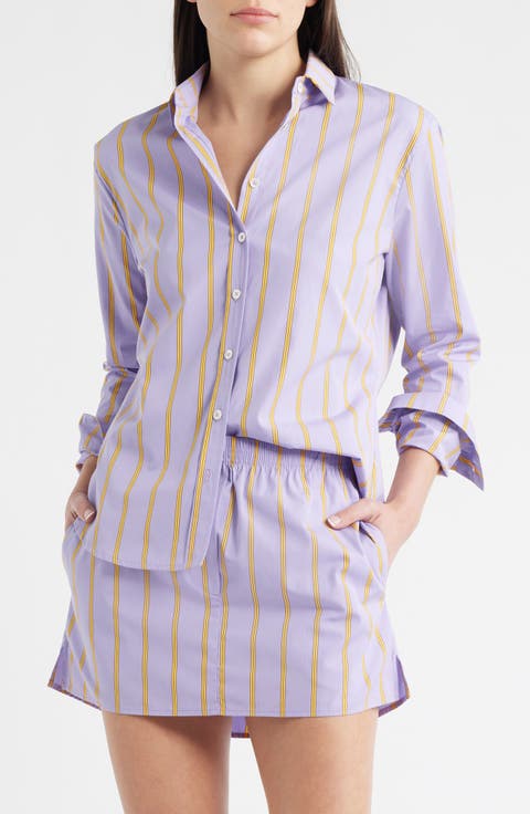 Slim Fit Stripe Cotton Button-Up Shirt