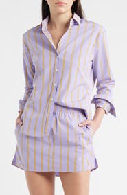 CISSA Slim Fit Stripe Cotton Button-Up Shirt