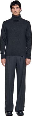 SANDRO Wool and cashmere turtleneck sweater