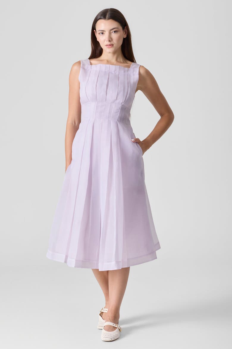Pleated Midi Dress, Main, color, Lavender