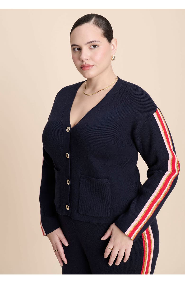 ELOQUII Fuzzy Sweater Vest, Alternate, color, Navy Multi