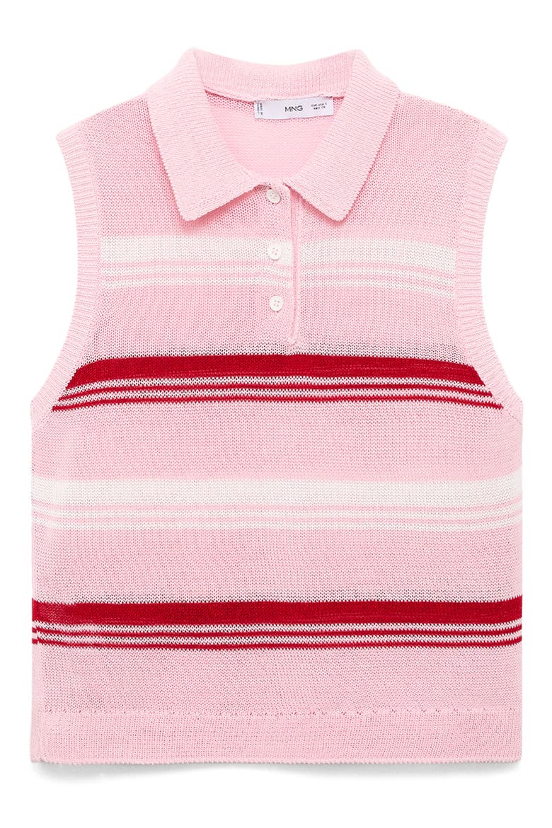 Sleeveless Stripe Knit Polo Sweater, Alternate, color, PASTEL PINK