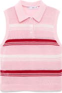 MANGO Sleeveless Stripe Knit Polo Sweater