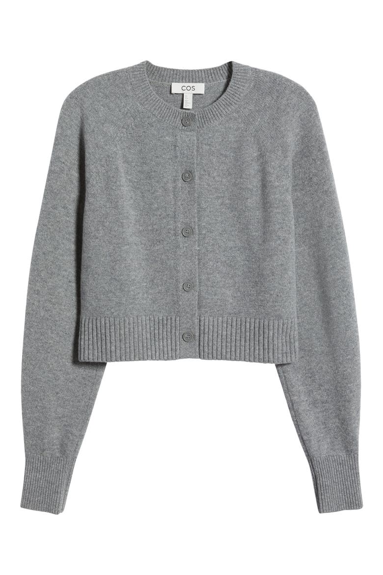 Crop Wool Cardigan, Alternate, color, GREY DUSTY LIGHT