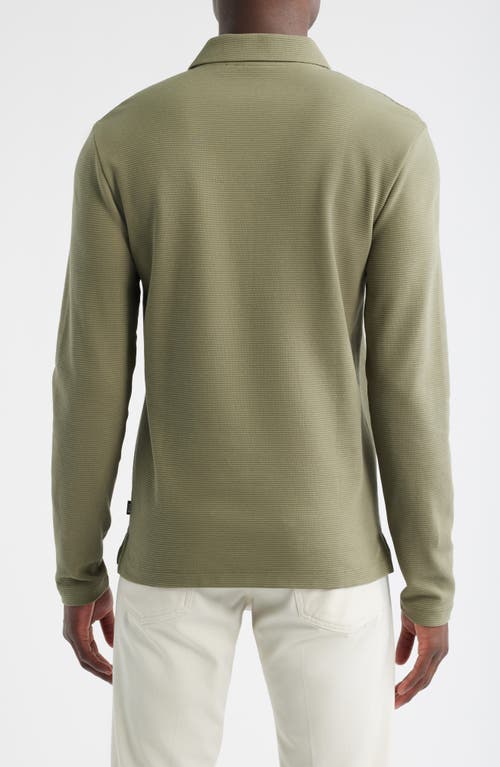 Hugo Boss Long-sleeve Polo Shirt With Classic Collar In Green