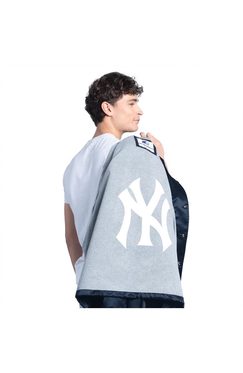 STARTER Men
s Starter Navy New York Yankees Cooperstown Collection Point Man Full-Snap Coaches Jacket, Alternate, color, Navy