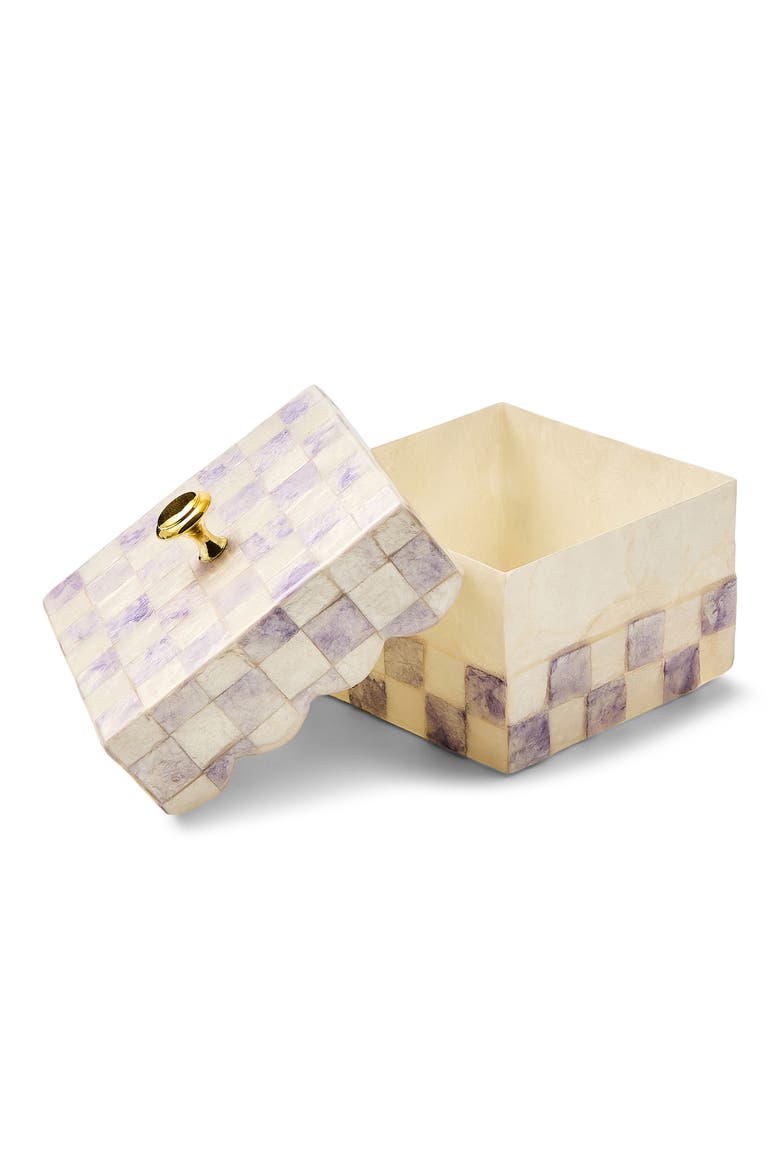 Violet Check Capiz Scalloped Box, Alternate, color, VIOLET