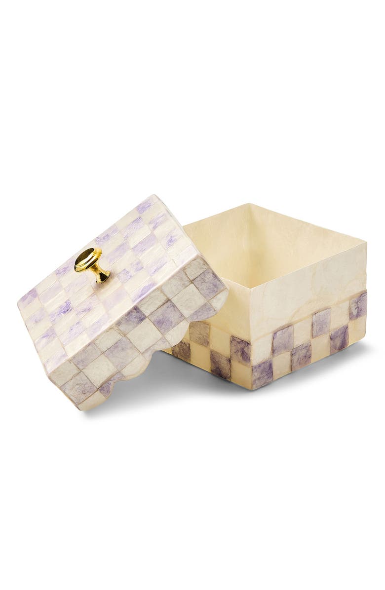 MACKENZIE CHILDS Violet Check Capiz Scalloped Box, Alternate, color, Violet