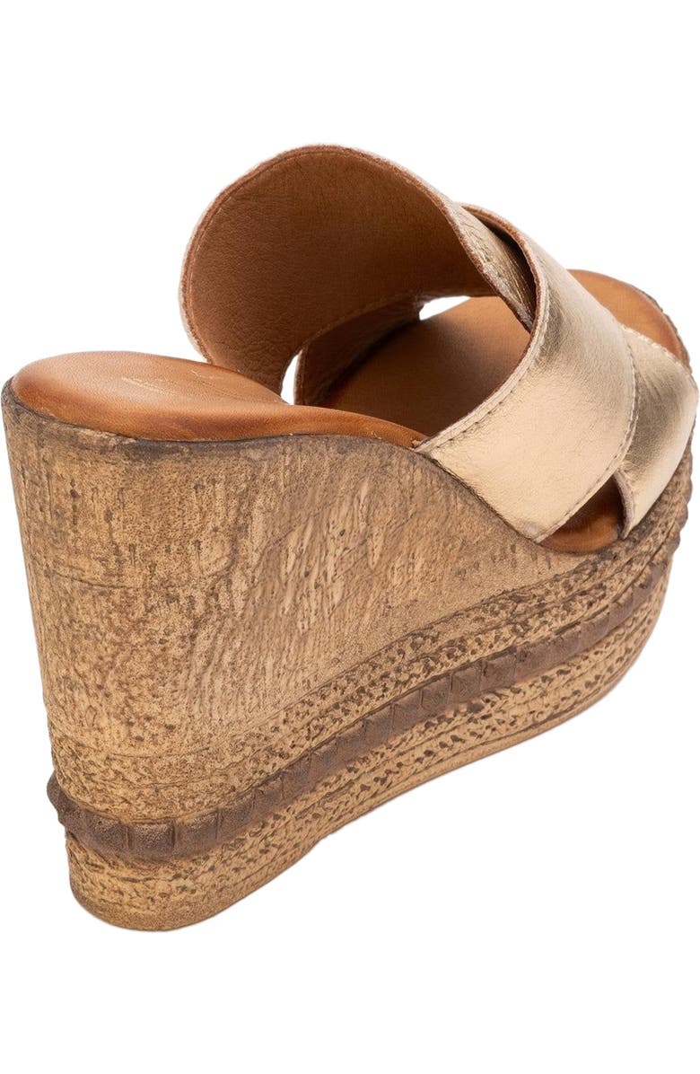 Forever & Always Shoes Lois Wedge Leather Sandal, Alternate, color, Gold Leather