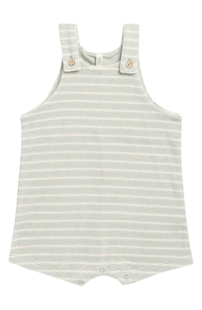 Rylee + Cru Gio Stripe Terry Romper, Main, color, Seafoam