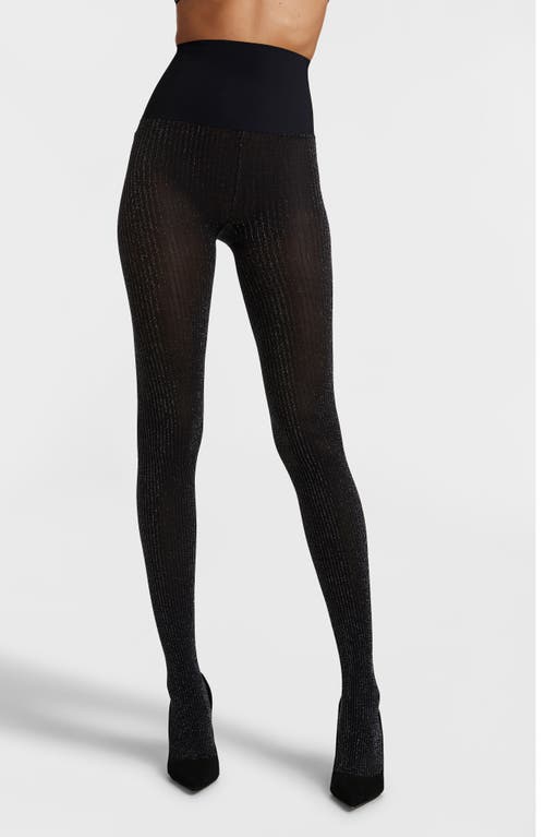 Commando Sparkle Rib Semi Opaque Tights In Black In Black