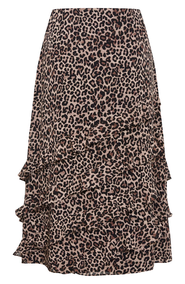 City Chic Skai Leopard Ruffle Maxi Skirt, Alternate, color, Leopard