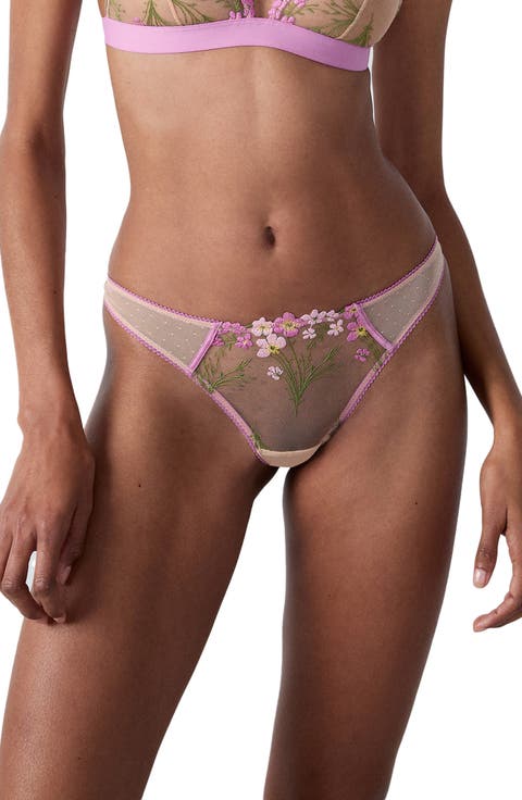 Douceur Embroidered Tulle Thong