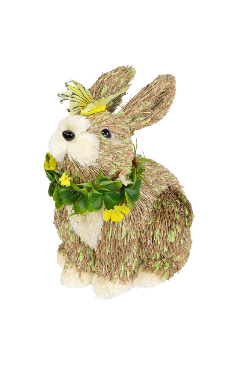 Northlight Easter Bunny with Butterfly Straw Figurine - 8", Alternate, color, Brown