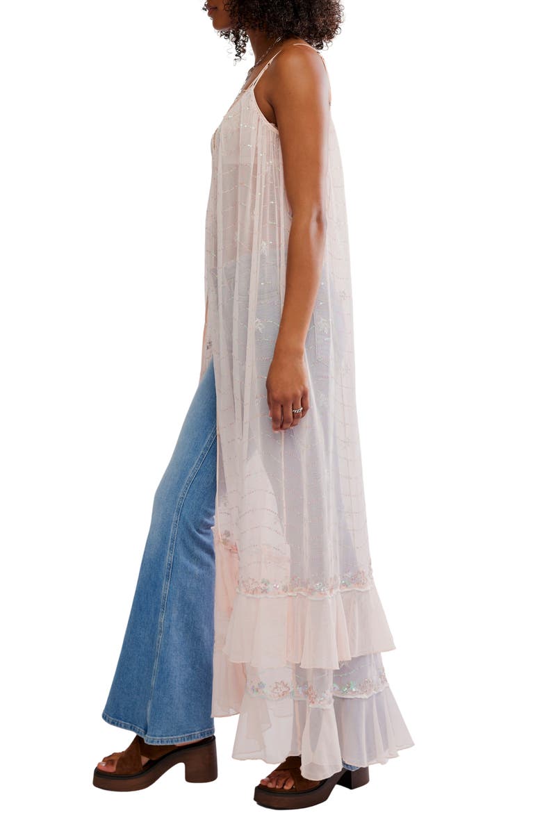 Free People Star of the Show Sequin Mesh Nightgown, Alternate, color, Peach Dust