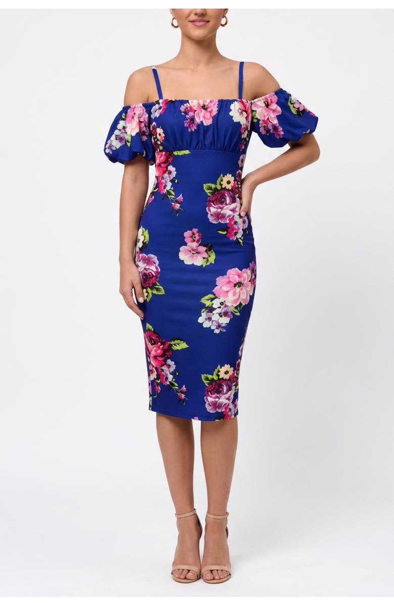 RACHEL Rachel Roy Samira Off the Shoulder Midi Dress, Main, color, Blue Floral