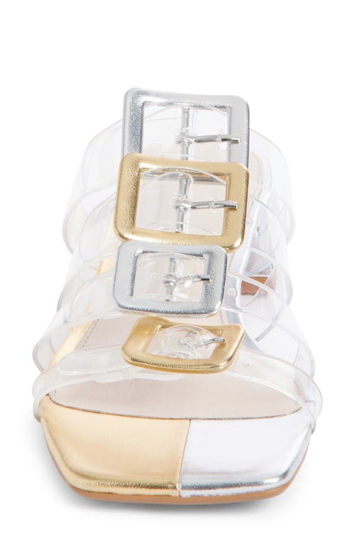 Cecelia New York Ludlow Cage Slide Sandal In Mixed Metallic