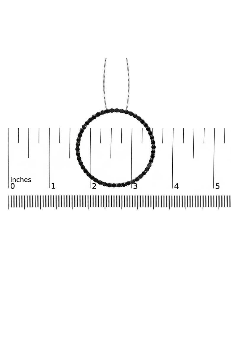 Silver 4.0 Cttw Black Diamond Open Hoop Circle Pendant Necklace, Alternate, color, White