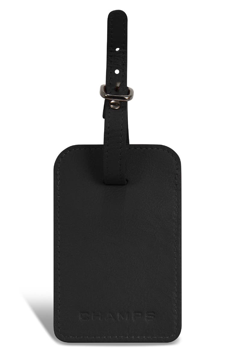 Leather Luggage Tags, Alternate, color, BLACK