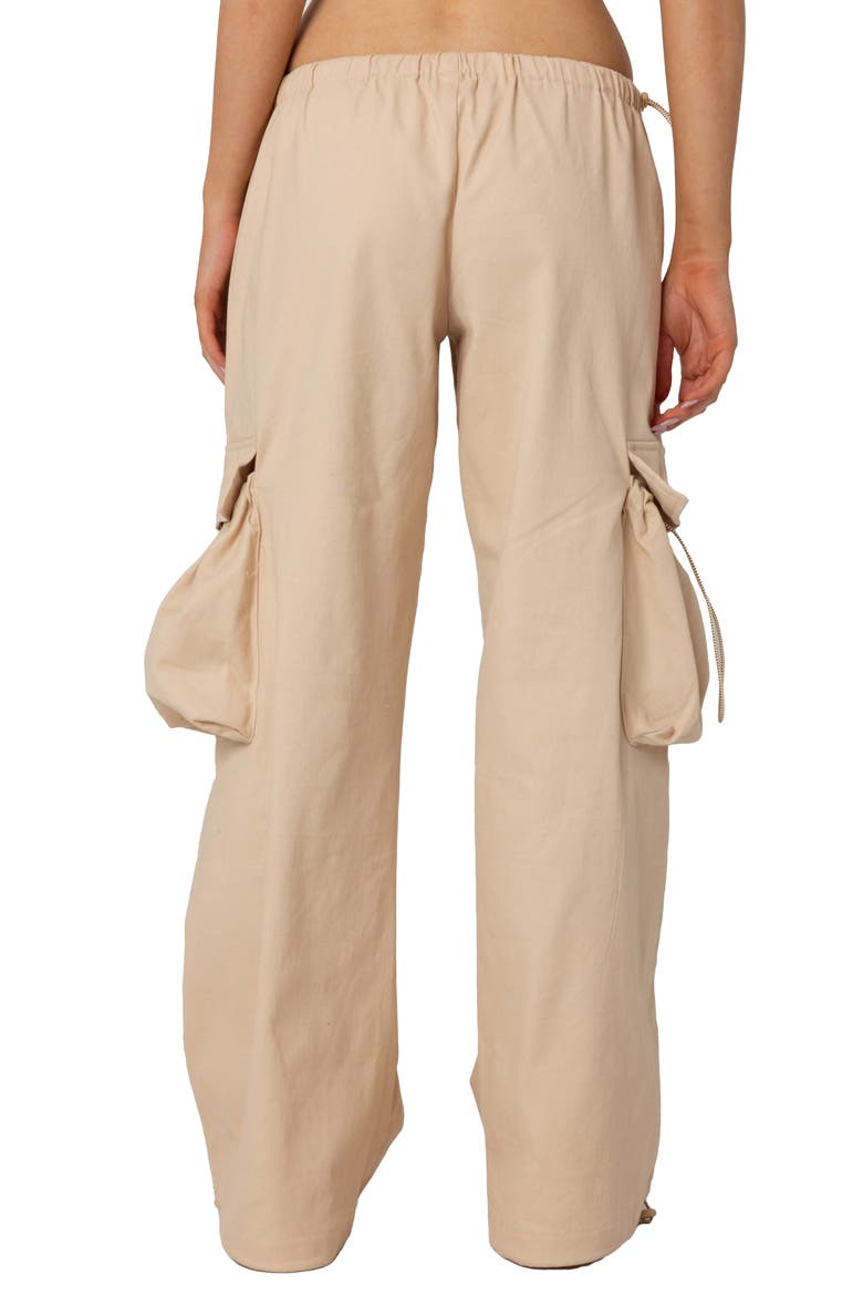 Bow Trim Cargo Parachute Pants, Alternate, color, BEIGE